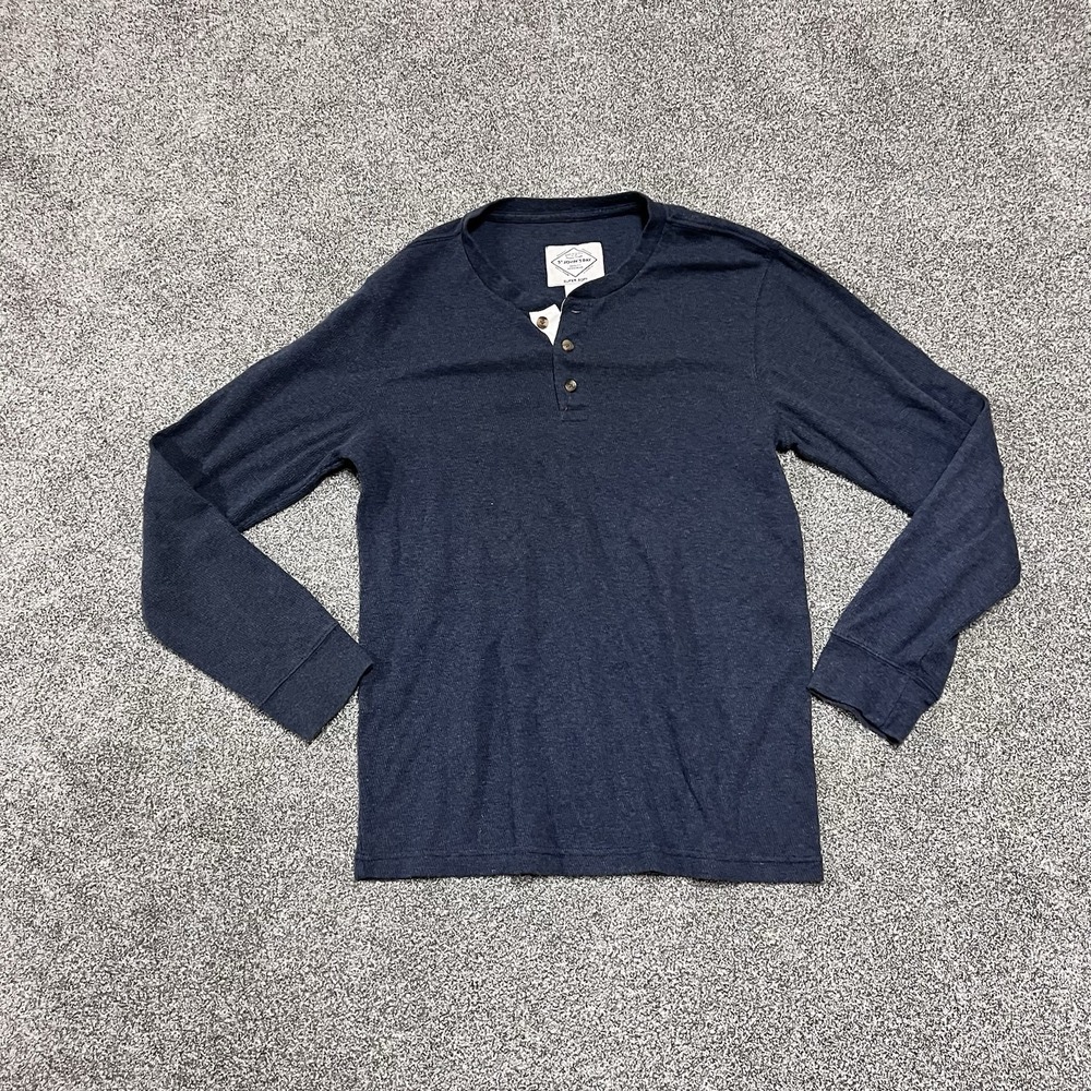 St Johns Bay Super Soft Henley Shirt Blue Long Sleeve Men’s Medium